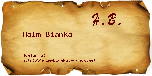 Haim Bianka névjegykártya